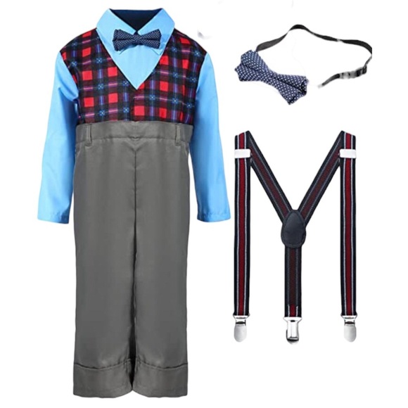 Old Man Costume 3Pc Grandpa Outfit Suspenders Bowtie Boys Size S 4-6 - Picture 1 of 11